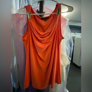 Chaus Orange Tank Top with Gold accents on the straps